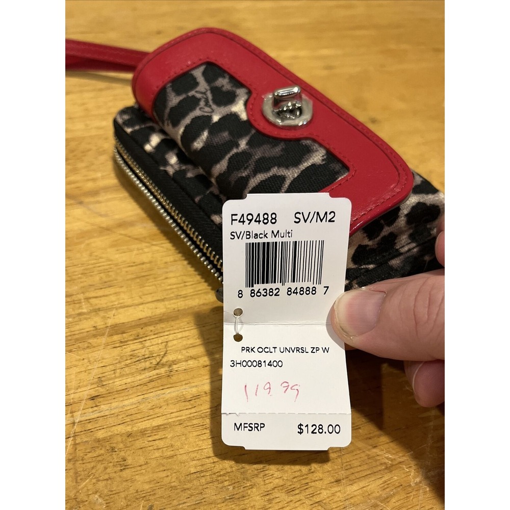 Coach Animal Cheetah Print Red‎ Wristlet NEW F49488 Park Universal Zip - Picture 5 of 5